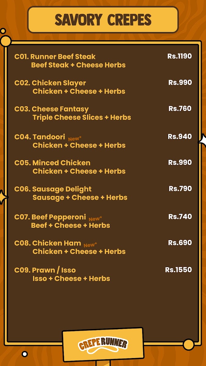 Menu Crepe Runner - Peradeniya Kandy-3