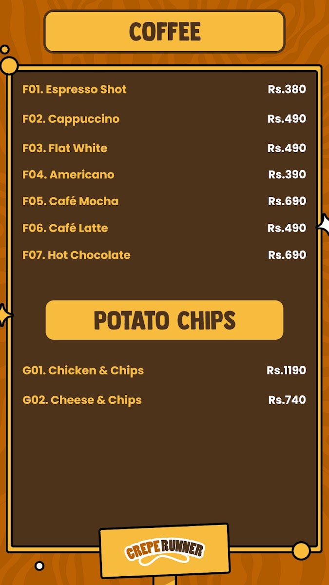 Menu Crepe Runner - Peradeniya Kandy-5